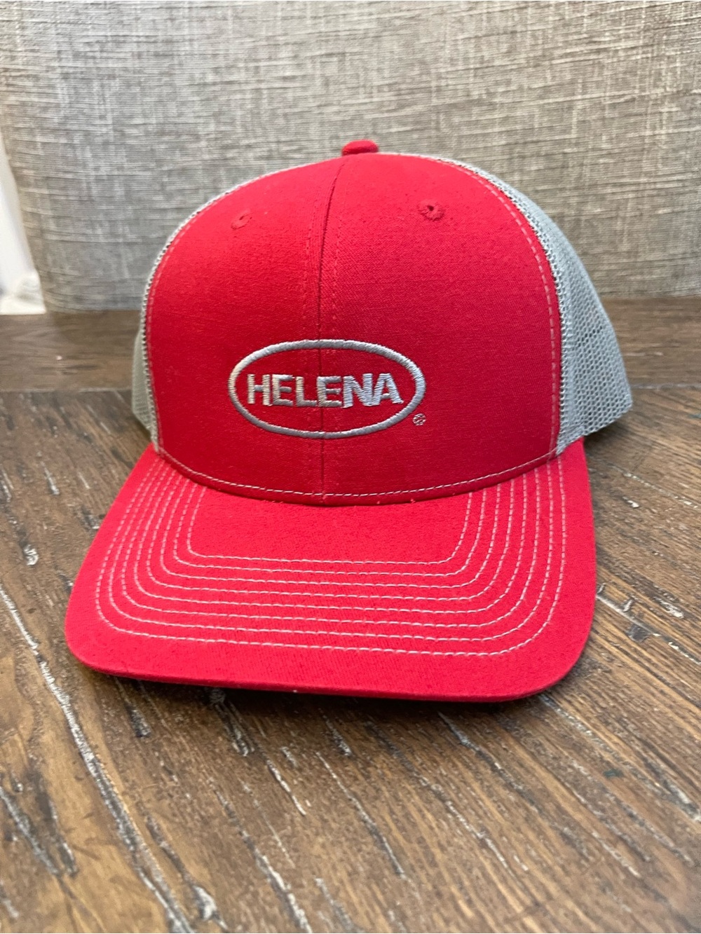 Helena Men’s Red and Gray Mesh Trucker Hat